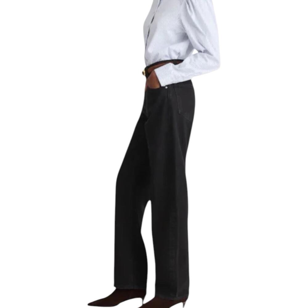 NWT Madewell The Balloon Jeans Black Size 24 Wide Leg Barrel 100% Cotton - Picture 2 of 11